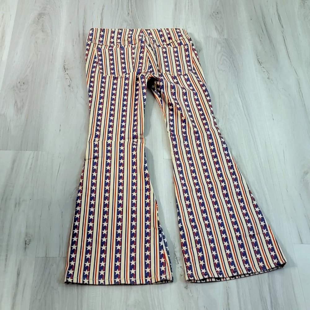 LAST PAIR !  Free People Stars Pants Penny Stripe Jeans American Flag USA - Picture 14 of 14